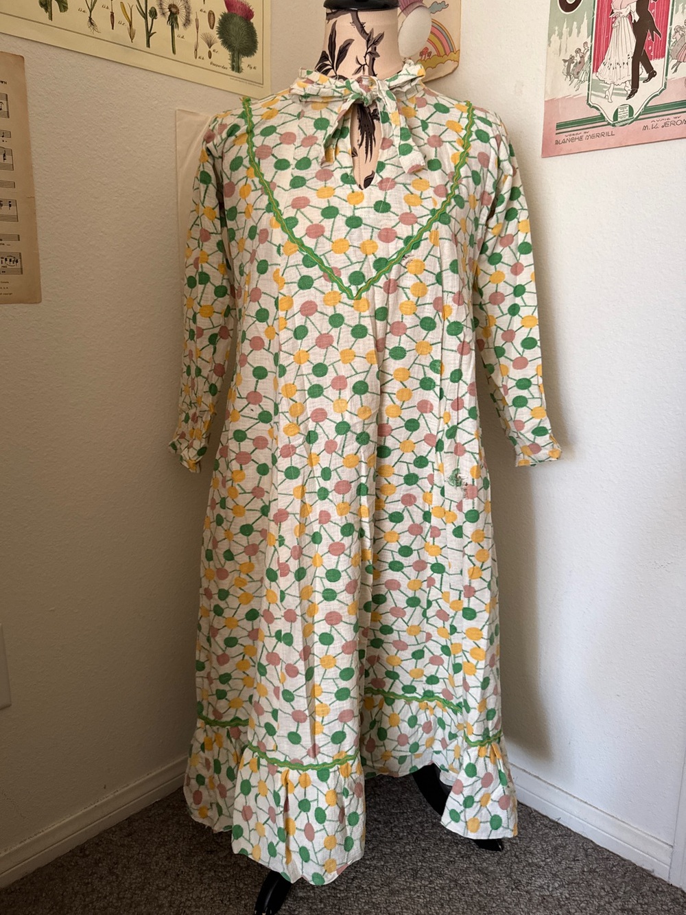Vintage 1970s Handmade Prairie Dress